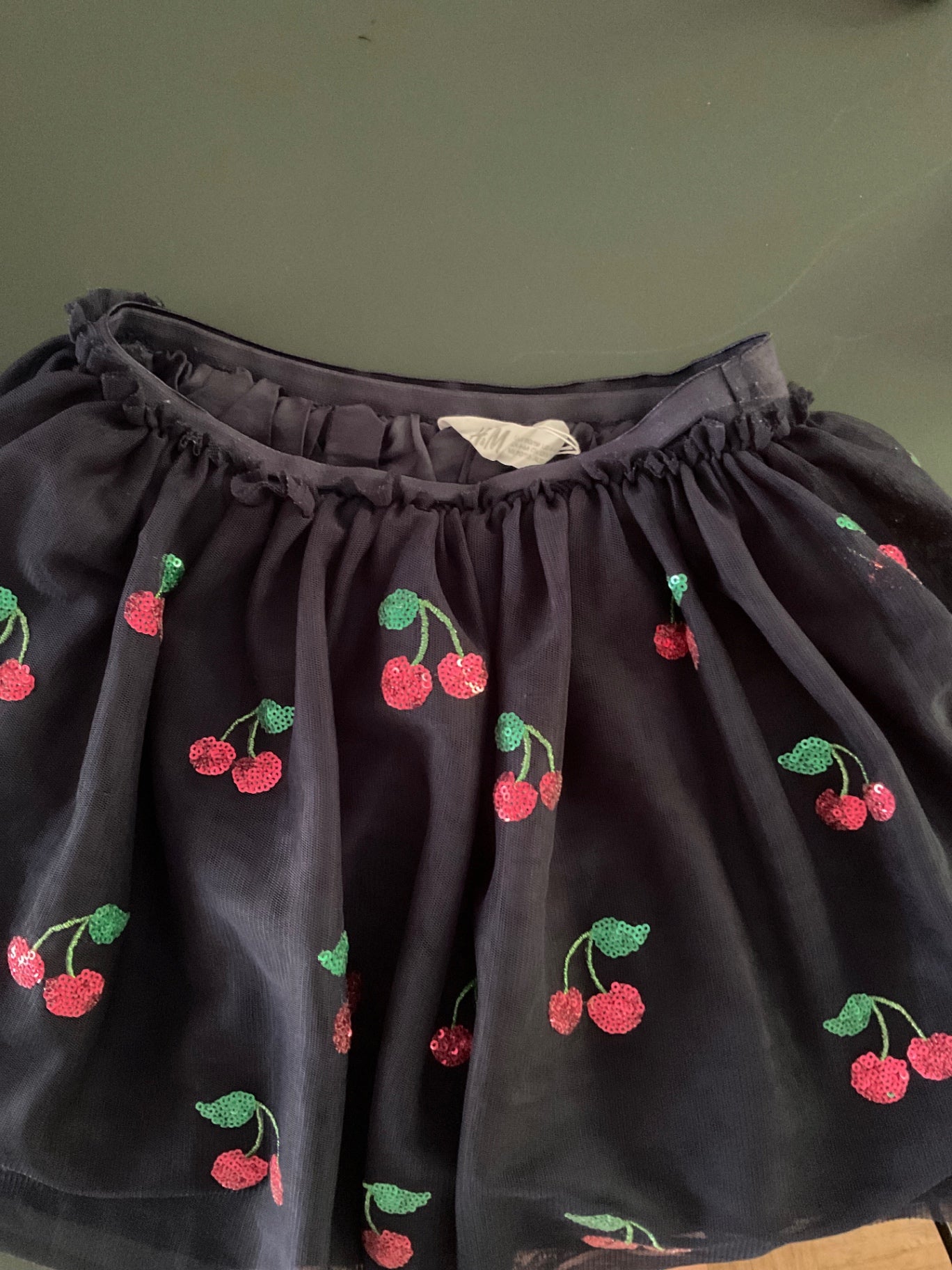 H&M Rock Kirschen 110/116 Dunkelblau mit Kirschen