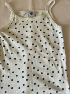 PETIT BATEAU  Tanktop 116 Weiß mit blauen Punkten