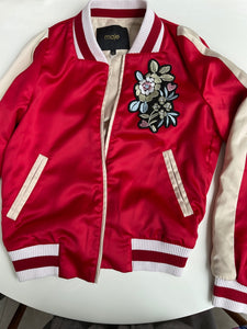 Maje Jacke 36 Rot mit Applikationen
