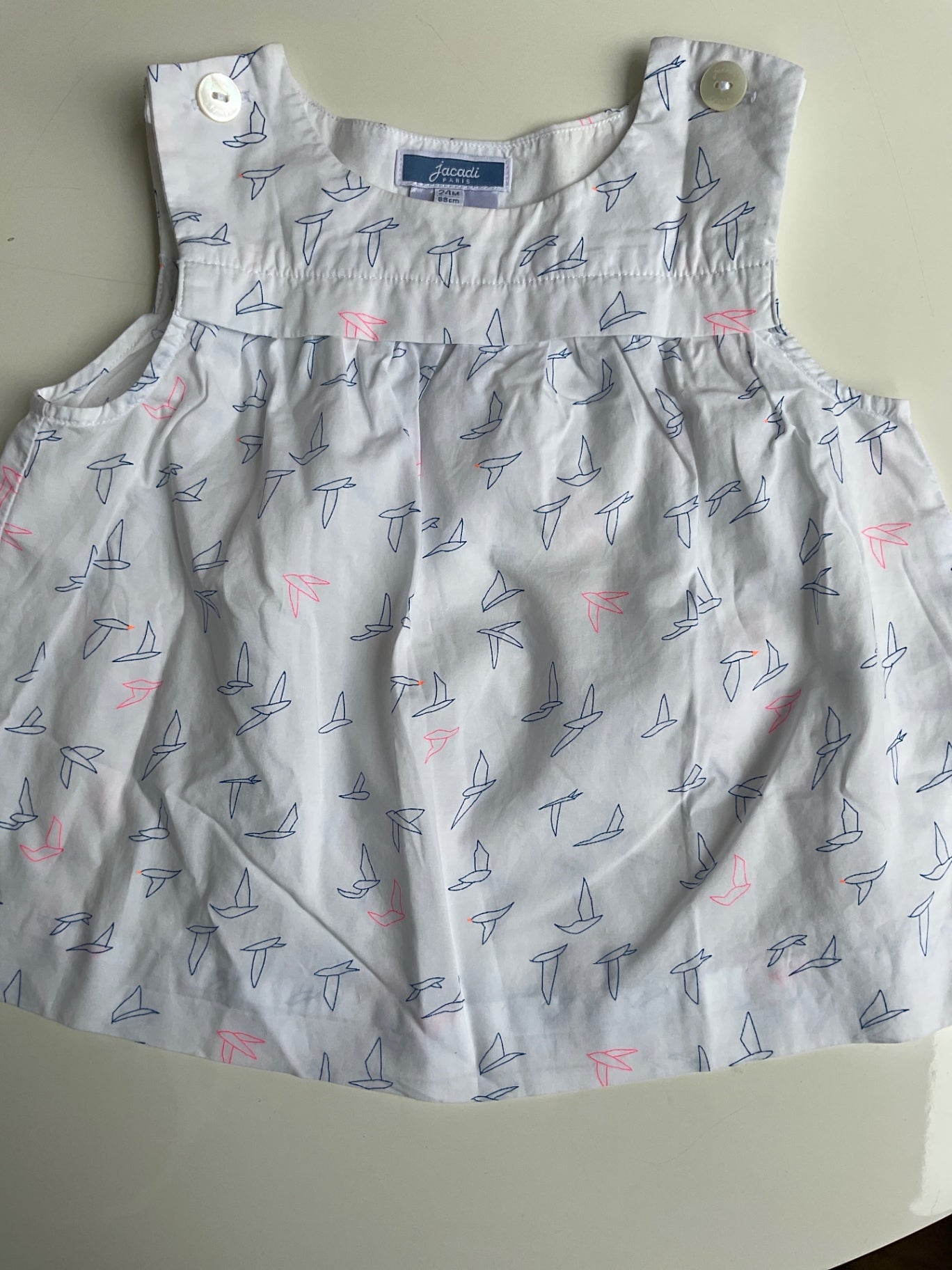 Jacadi Kleid  86 Weiß mit Muster