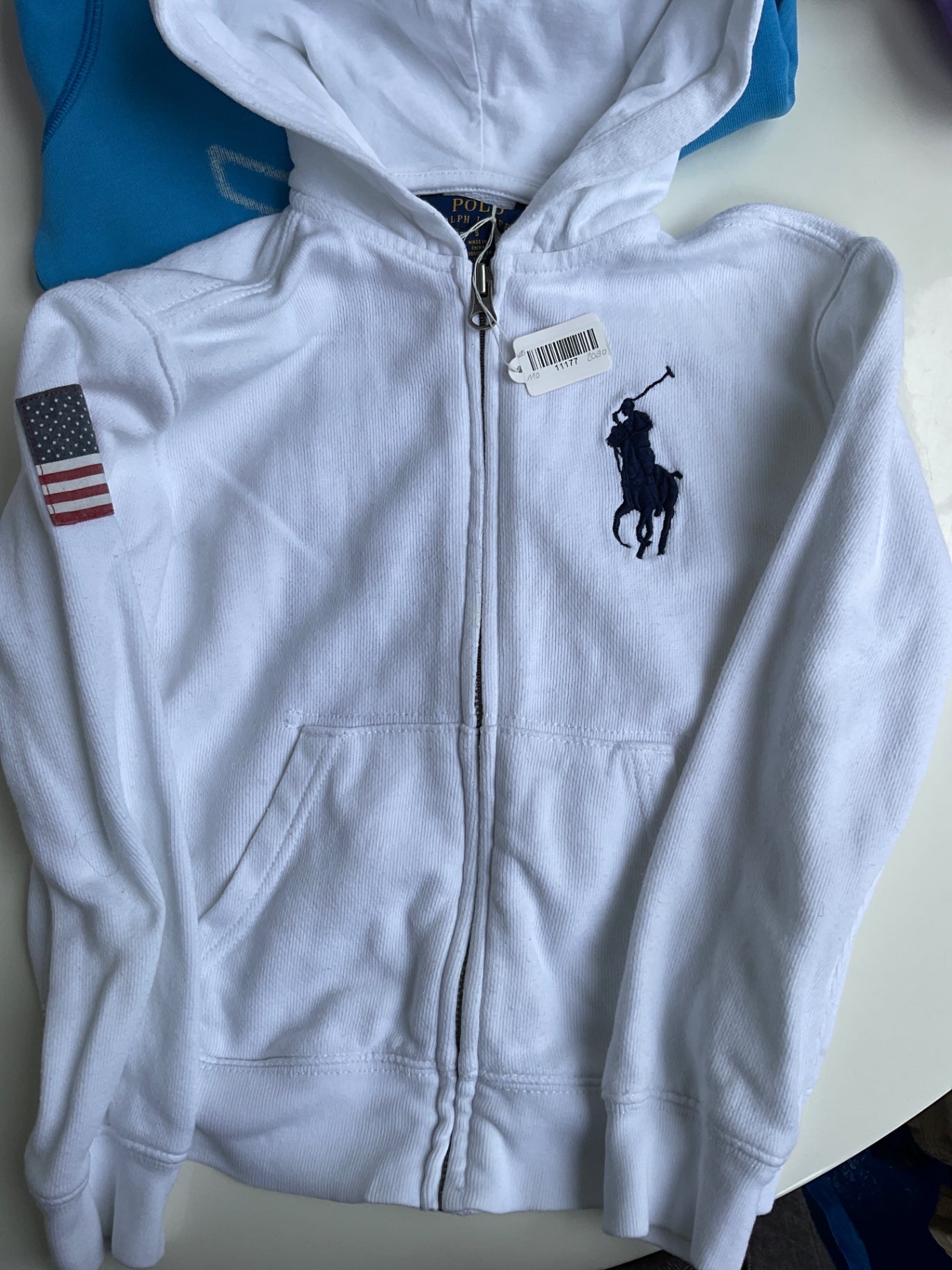 Polo Ralph Lauren Kapuzenjacke * Fleck am Reißverschluss  110 Weiß