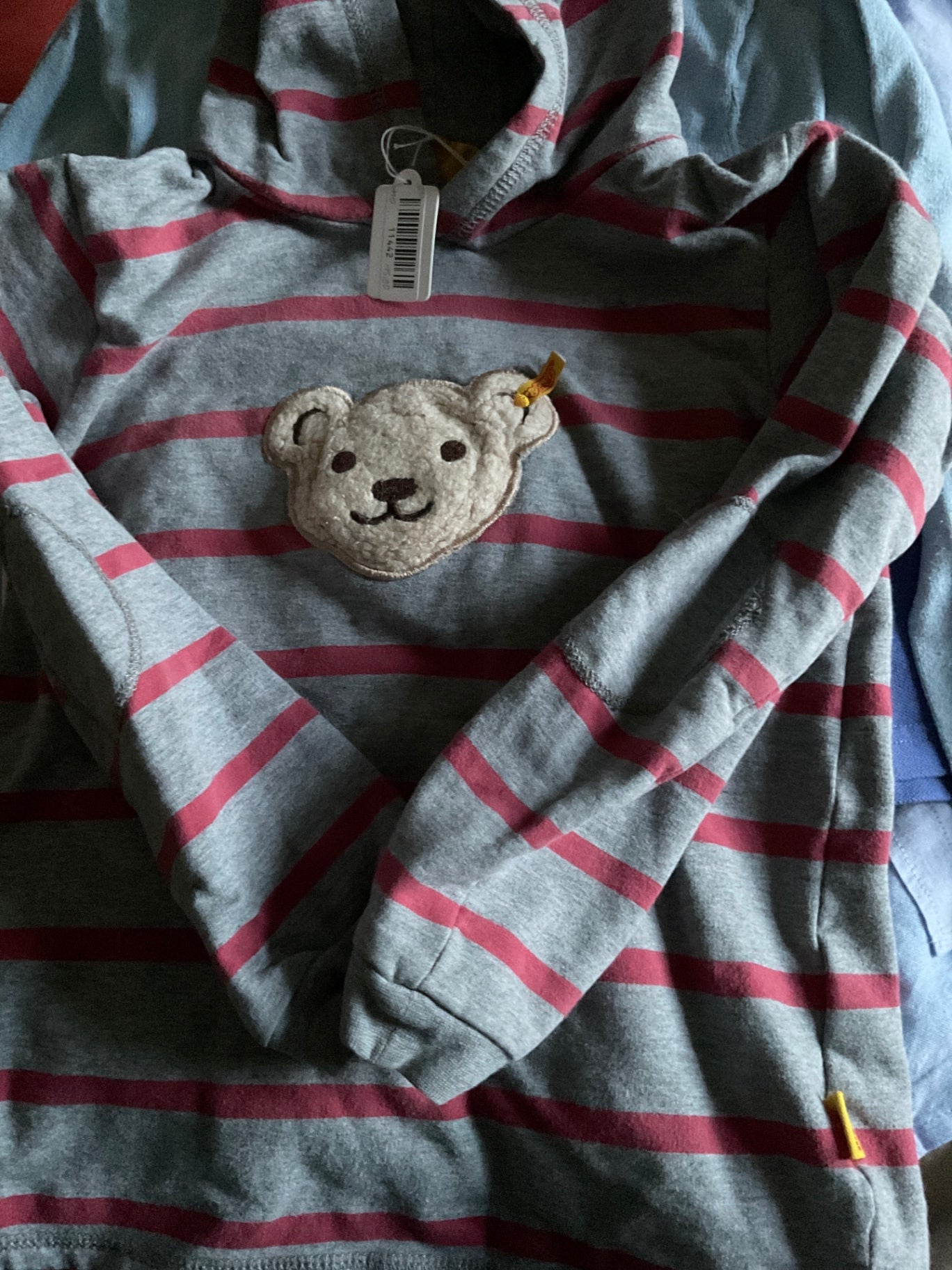 Steiff Kapuzenpullover 110 Grau und Rot
