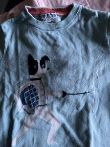 Jacadi Pullover Fechtender Hund 116 Hellblau