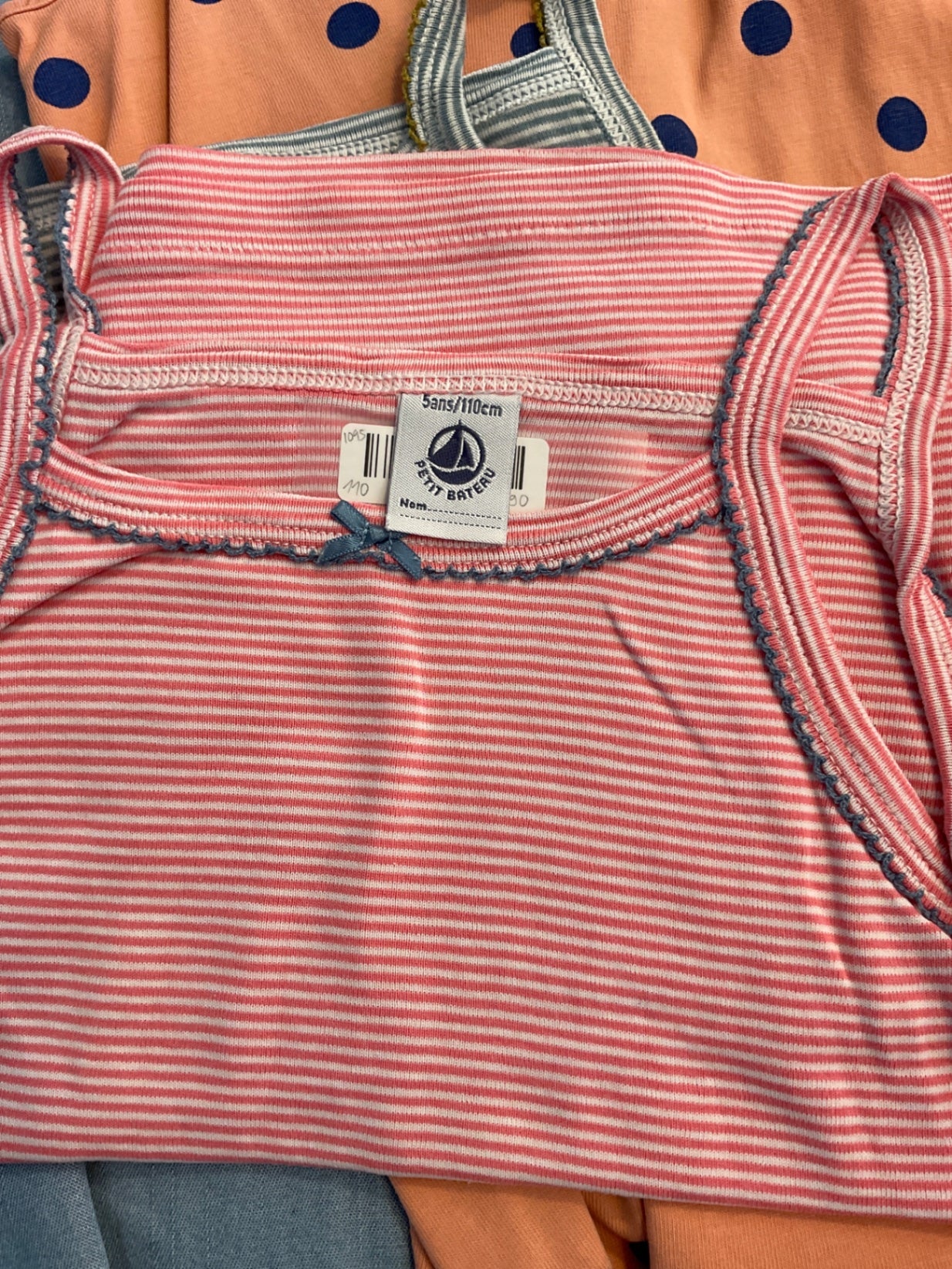 Petit Bateau Tanktop 110 Rosa und Weiß gestreift