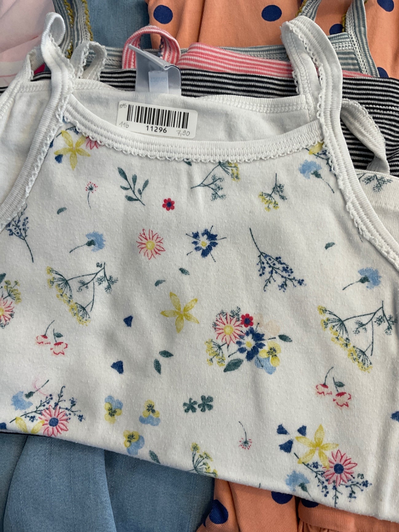 PETIT BATEAU  Tanktop 116 Weiß mit Blumenmuster