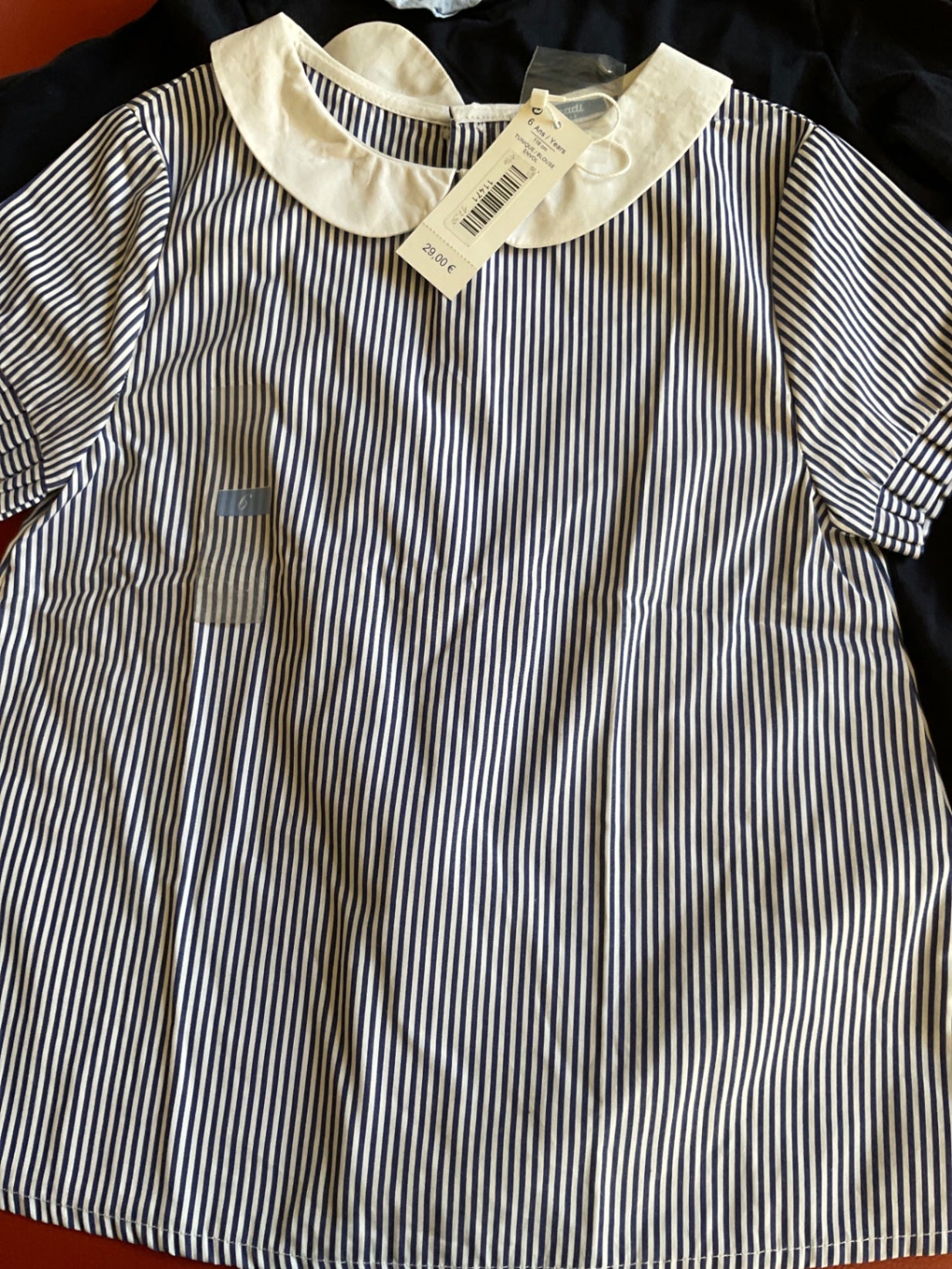 Jacadi Bluse 116 Blau und Weiß gestreift