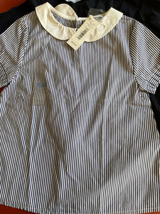 Jacadi Bluse 116 Blau und Weiß gestreift