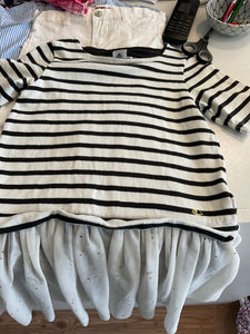 Petit Bateau Kleid 128 Schwarz und Weiß
