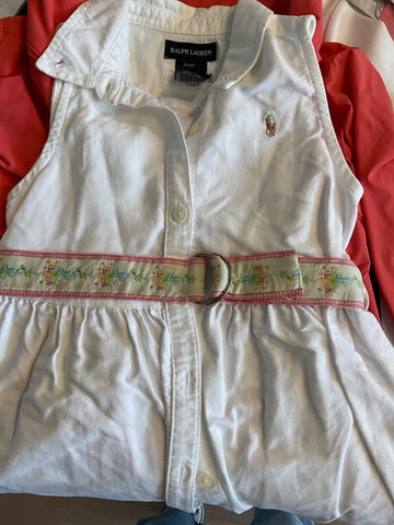 Ralph Lauren Ärmelloses Hemdkleid 104 Weiß