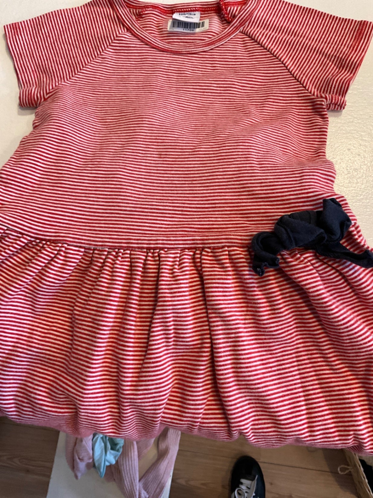 PETIT BATEAU  Kleid 116 Rot/Weiß gestreift