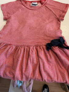 PETIT BATEAU  Kleid 116 Rot/Weiß gestreift