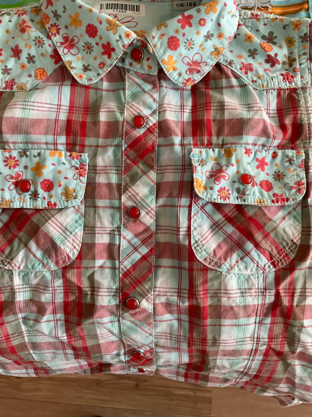 Tom Tailor Bluse 116/122 Rot und türkis kariert