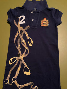 Ralph Lauren Polokleid 98 Blau mit Hufeisen Applikation