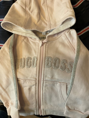 Hugo Boss Kapuzensweatjacke 74 Rosa mit Glitzerstreifen
