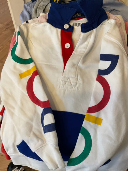 Ralph Lauren Polo Langarmshirt 110 Weiß, Rot und Blau