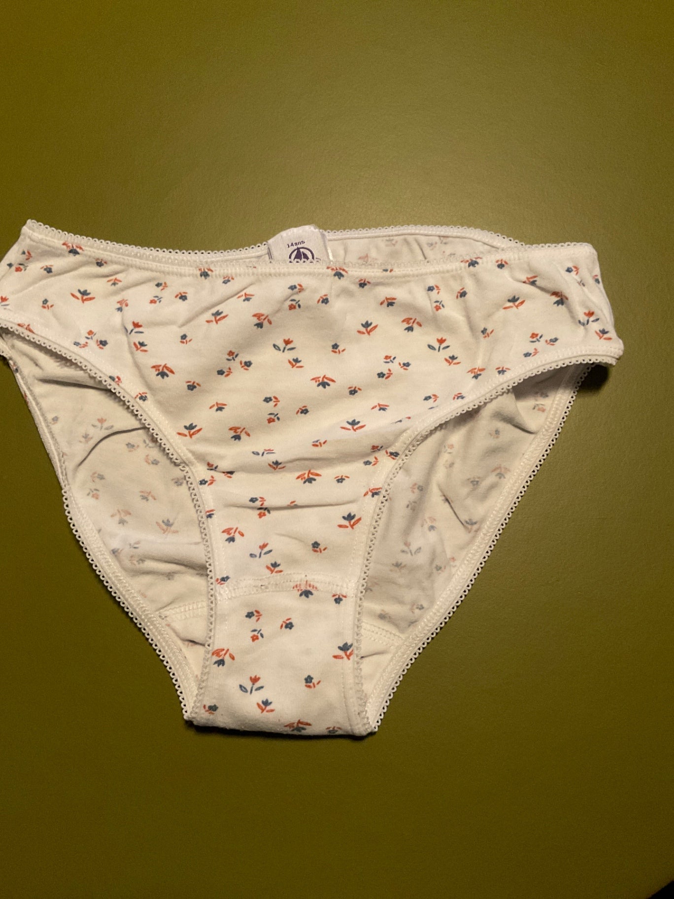 PETIT BATEAU  Slip 152 Weiß mit 🌸