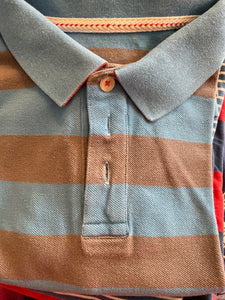 MiniBoden Poloshirt 140 Blau und Braun gestreift