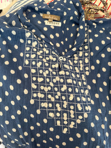 Emile et Ida Bluse 140 Blau mit weißen Punkten