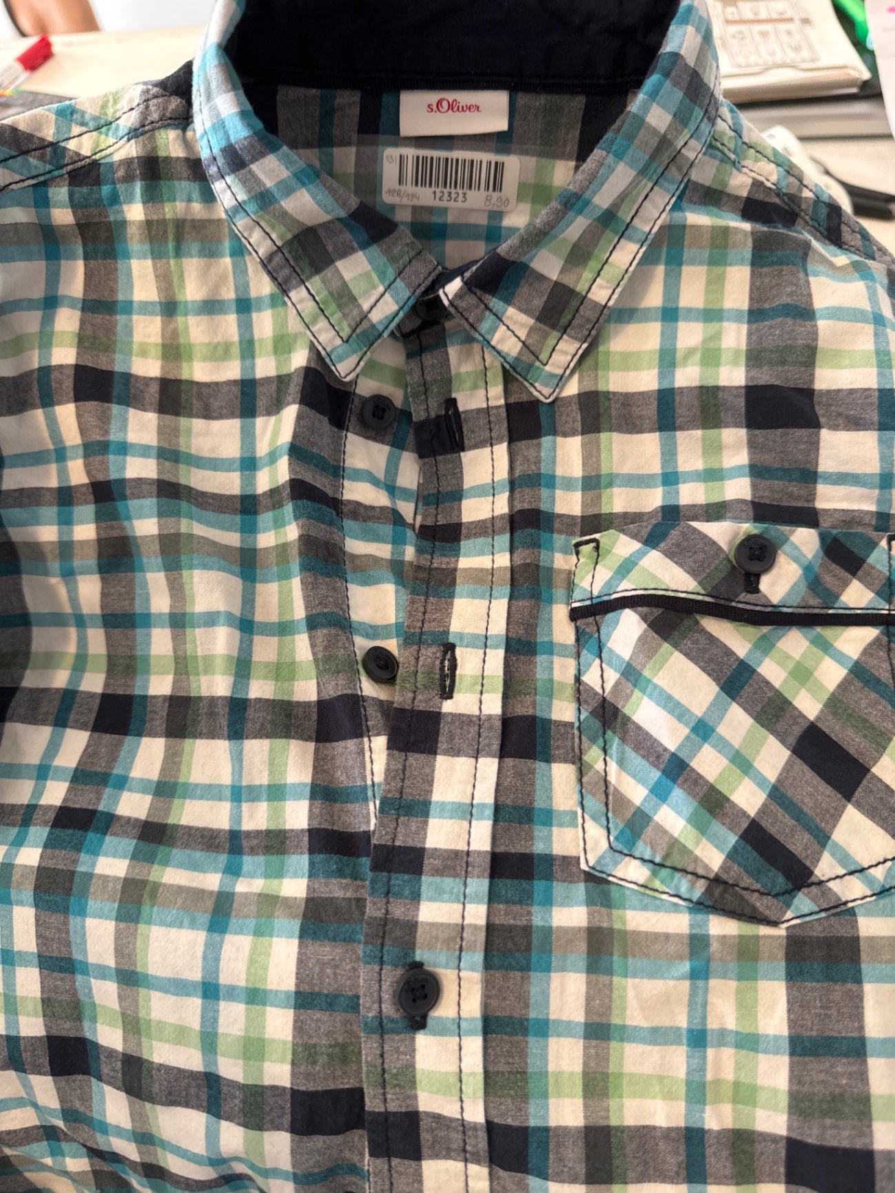 s.Oliver Hemd 128/134 Mehrfarbig (Blau, Grün, Weiß, Schwarz)