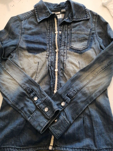 Mexx Jeanshemd 122/128 Blau mit weißer Borte