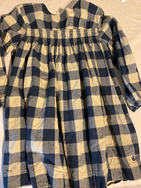 PETIT BATEAU  Kleid 116 Blau und Beige kariert