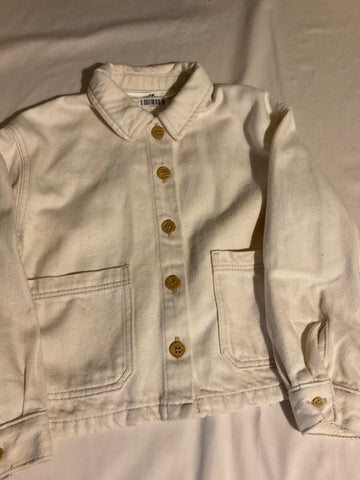 H&M Jacke 116 Creme mit Kragen und Taschen