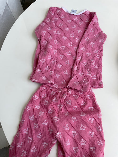 Petit Bateau Pyjama 116 Rosa / Katzen Stoff ist gekräscht