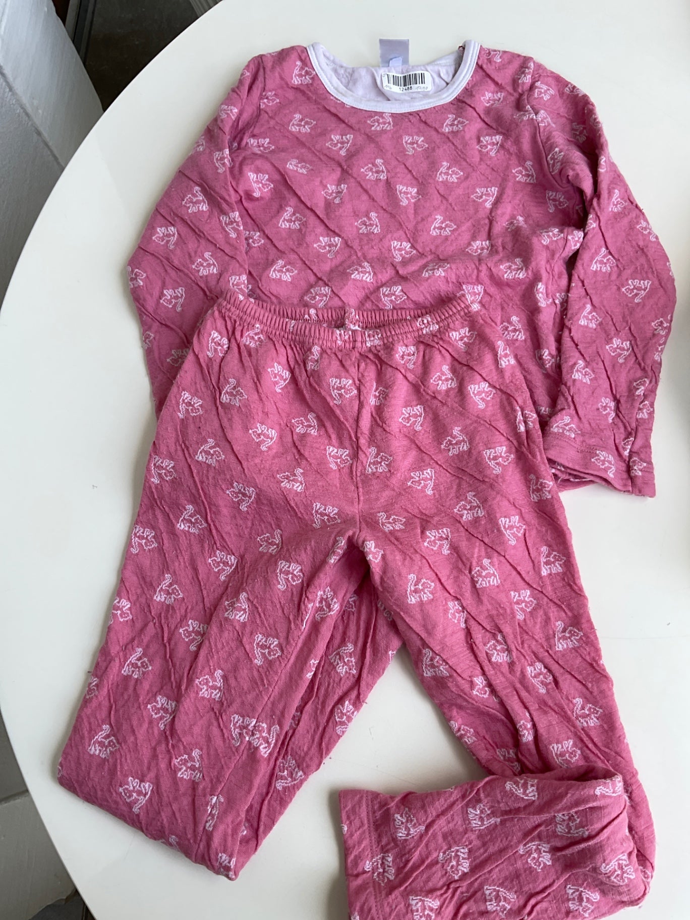 Petit Bateau Pyjama 116 Rosa / Katzen Stoff ist gekräscht