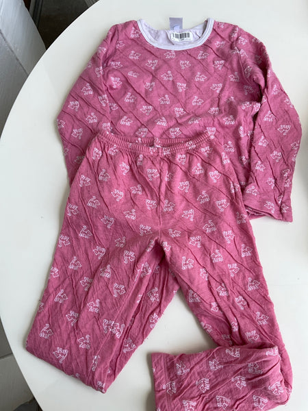 Petit Bateau Pyjama 116 Rosa / Katzen Stoff ist gekräscht
