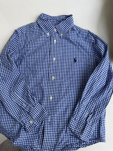 Ralph Lauren Hemd 116 Blau und Weiß kariert Loch