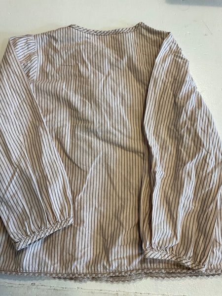 Vertbaudet Bluse 104 Beige mit feinen Streifen