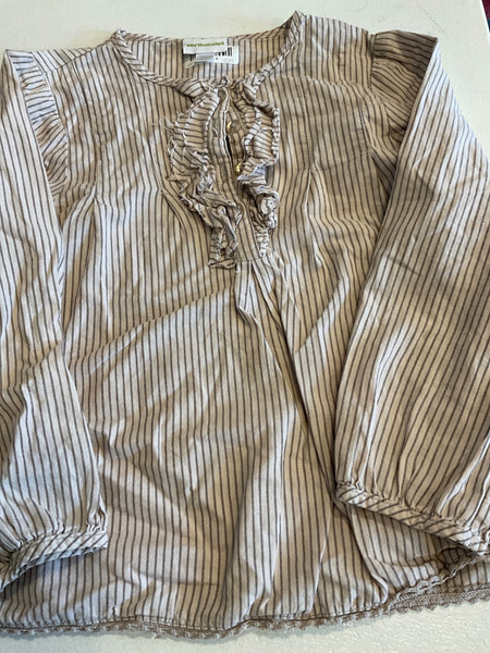 Vertbaudet Bluse 104 Beige mit feinen Streifen