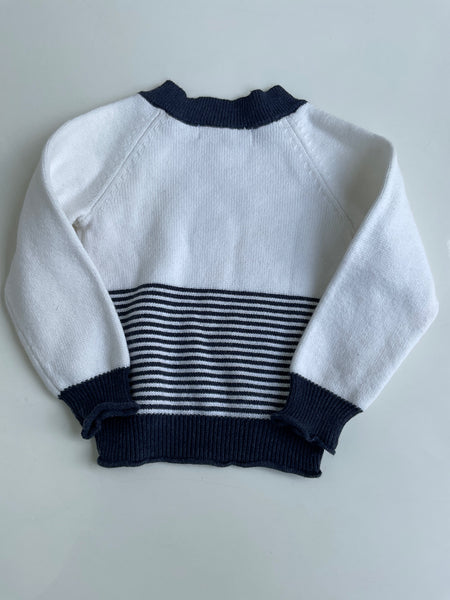 Sense Organics Pullover 62/68 Weiß und Blau Streifen