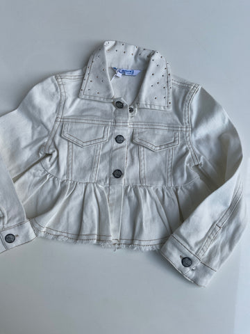 Mayoral Jacke 104 Creme / Glitzerkragen