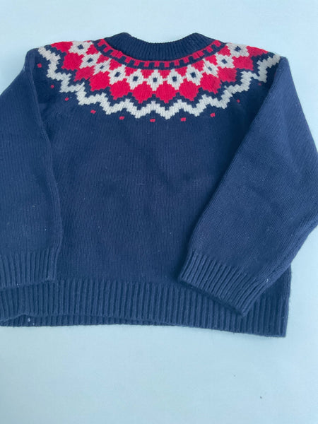 PETIT BATEAU  Pullover 116 Blau / Norwegermuster Rot weiß