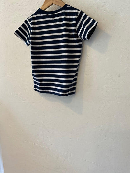 Blue Seven  T-Shirt 92 Blau und Weiß gestreift mit Glitzerkrokodil