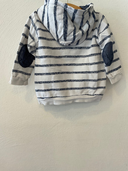 Steiff Langarmshirt mit Kapuze  80 Weiß und Blau gestreift