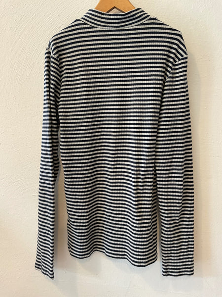 s.Oliver Langarmshirt mit Stehkragen  164 Blau-Grau gestreift