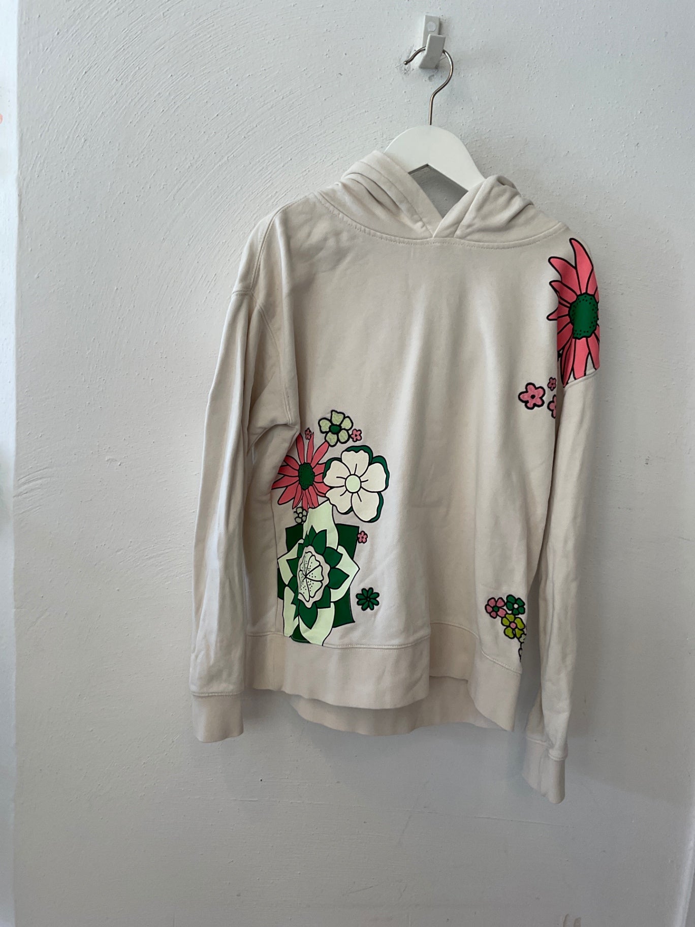 Scotch & Soda Hoodie mit Kapuze 152 Creme mit Blumenapplikationen *Flecken vorne