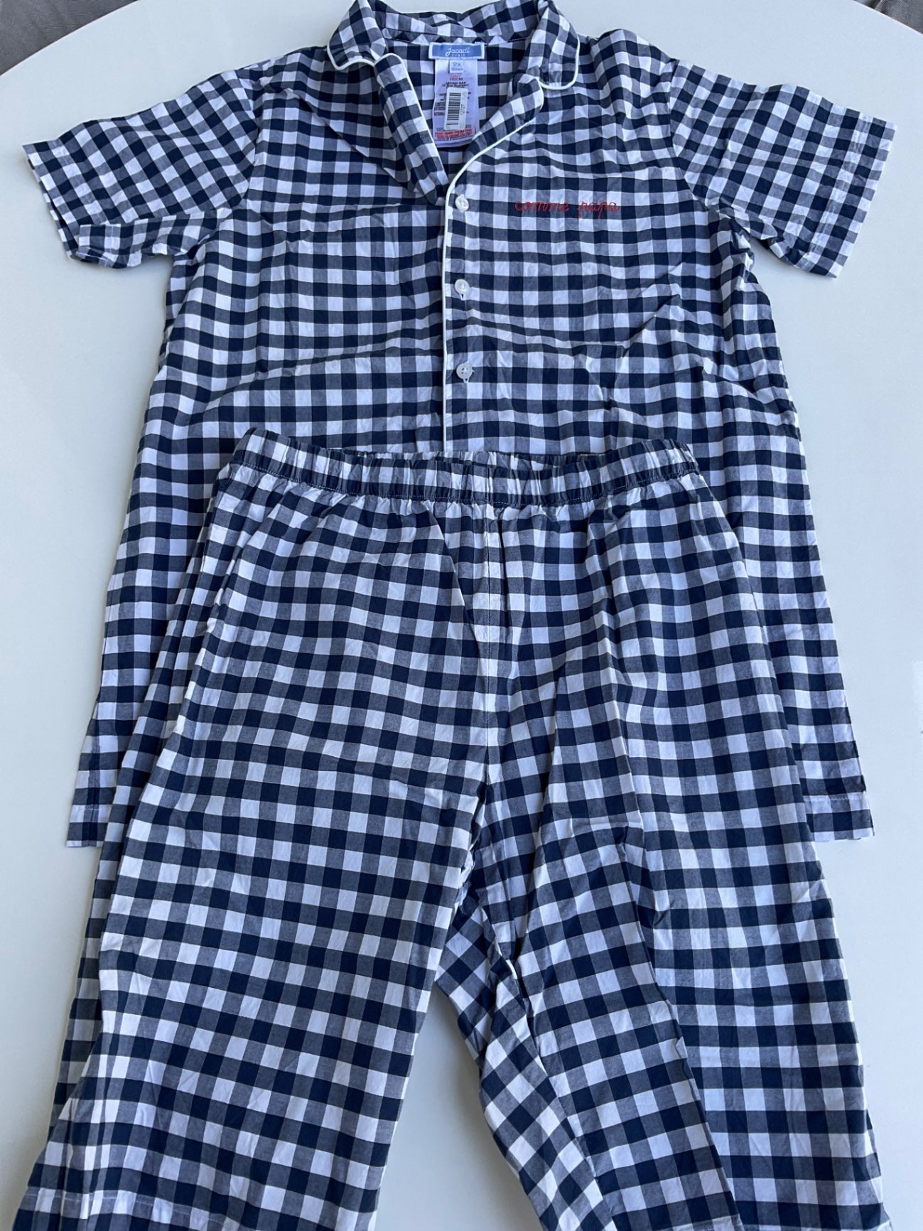 Jacadi  Pyjama  152 Schwarz-Weiß kariert
