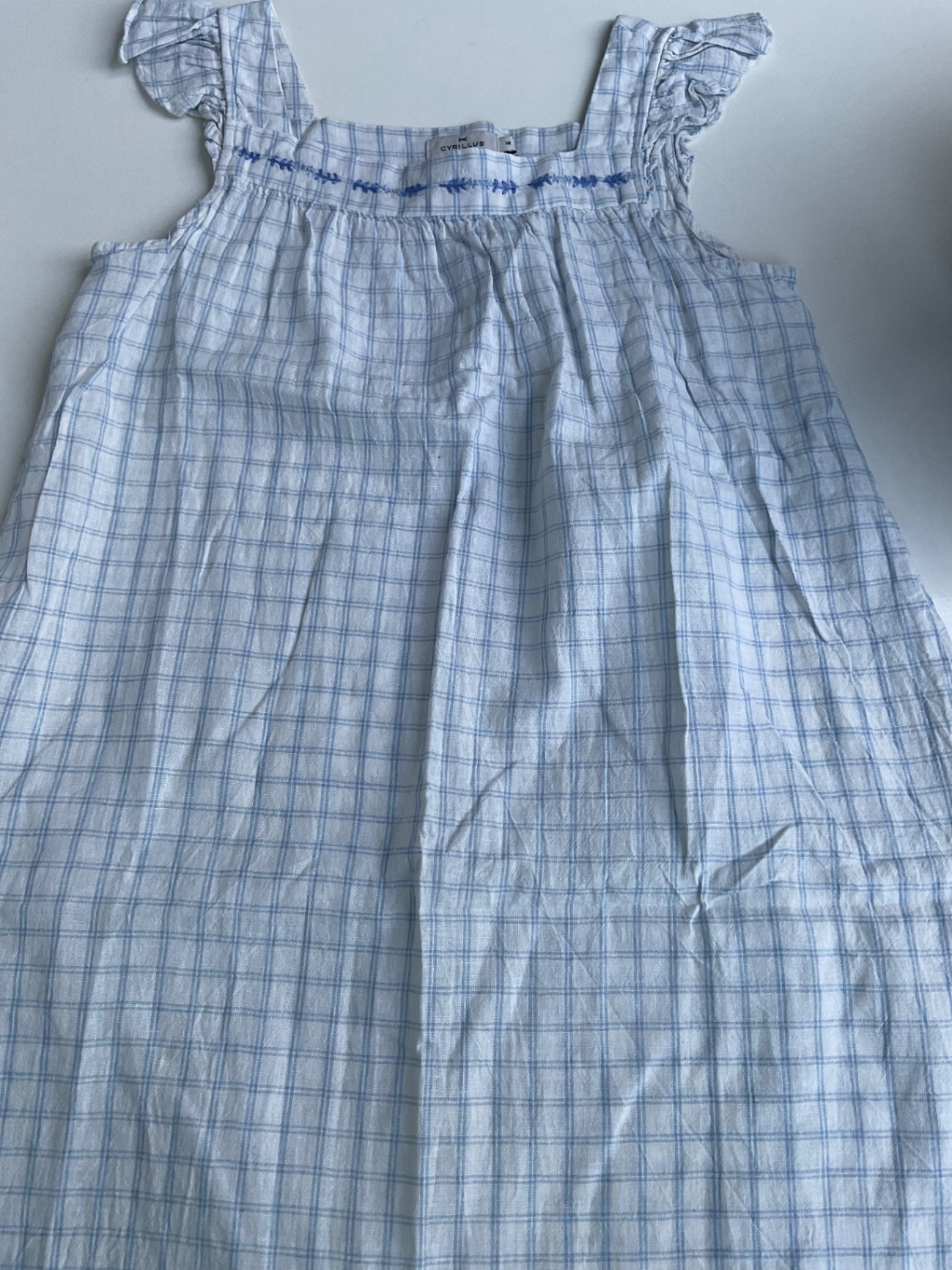 Cyrillus  Nachthemd  164 Weiß mit blauem Muster Karo