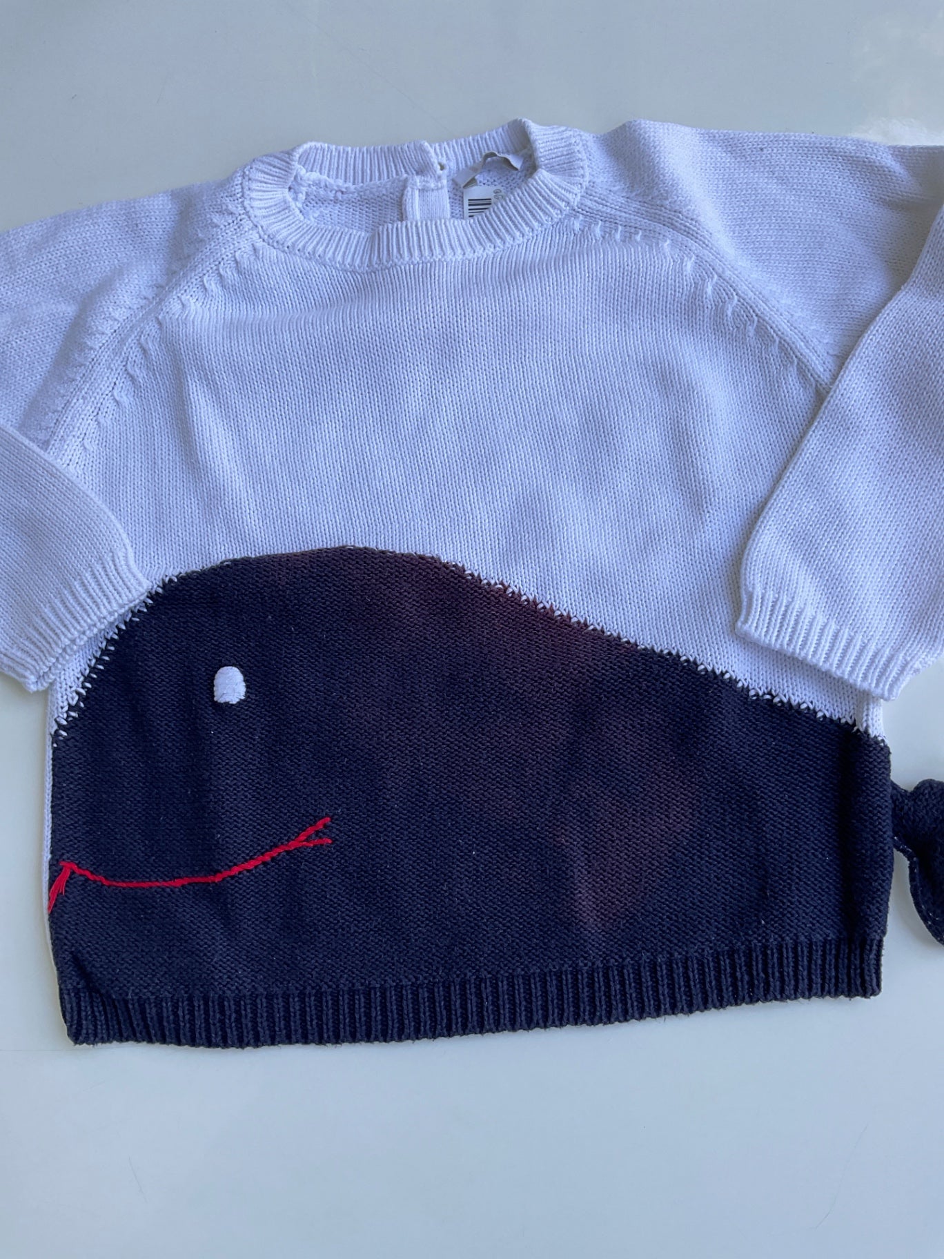 Il Gufo Pullover 92 Weiß und Dunkelblau Walfisch