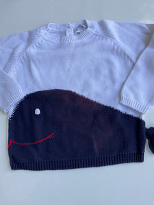 Il Gufo Pullover 92 Weiß und Dunkelblau Walfisch