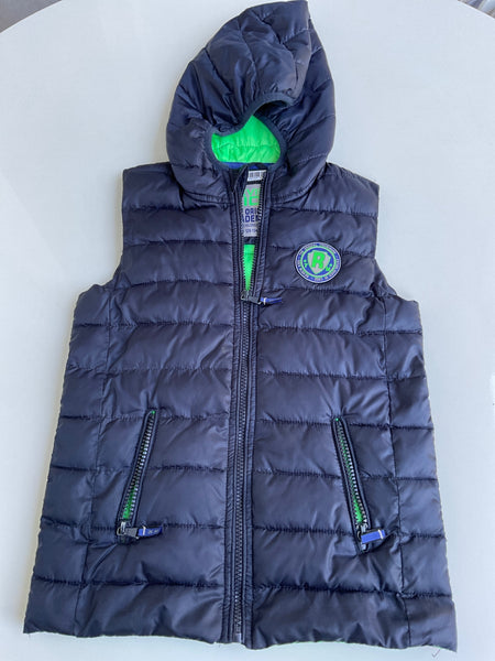 REVIEW KIDS Weste mit Kapuze  128/134 Dunkelblau / NEONGRÜN