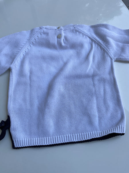 Il Gufo Pullover 92 Weiß und Dunkelblau Walfisch
