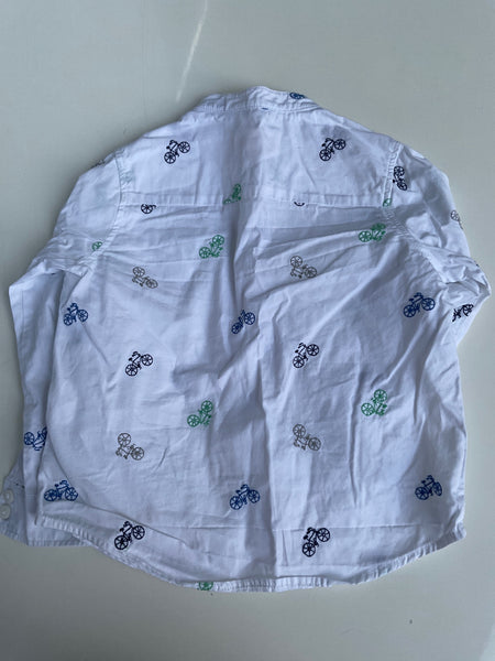 DU PAREIL…au meme Hemd 98 Weiß bestickt mit Fahrräder