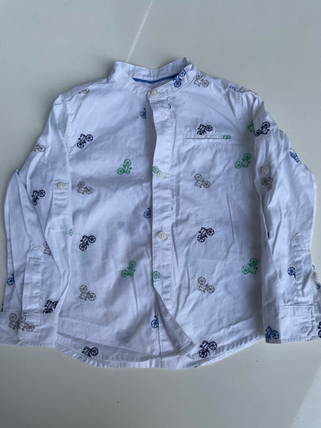 DU PAREIL…au meme Hemd 98 Weiß bestickt mit Fahrräder