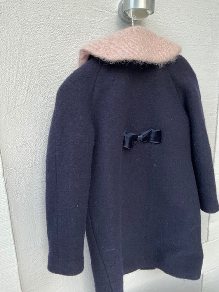 Jo-Lu Mantel mit Kragen  128 Dunkelblau / Kragen Rose
