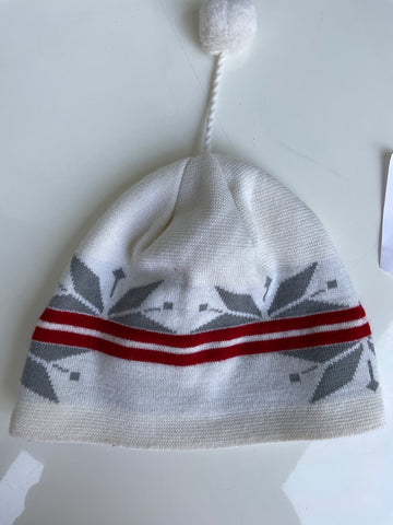 Eisbär Mütze  Weiß, Grau und Rot