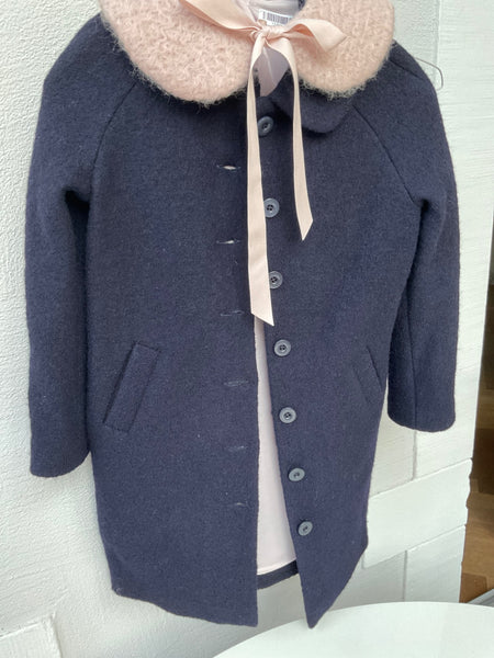 Jo-Lu Mantel mit Kragen  128 Dunkelblau / Kragen Rose